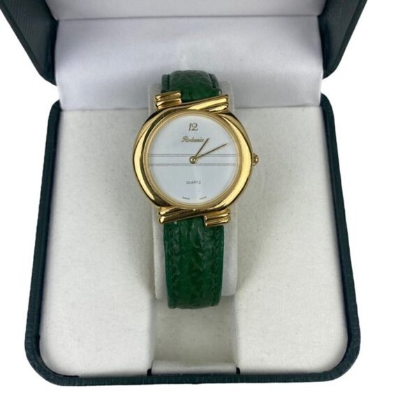 RODANIA Women's Vintage Stainless Steel Back Swiss Made Quartz Watch Green Strap - Picture 9 of 16